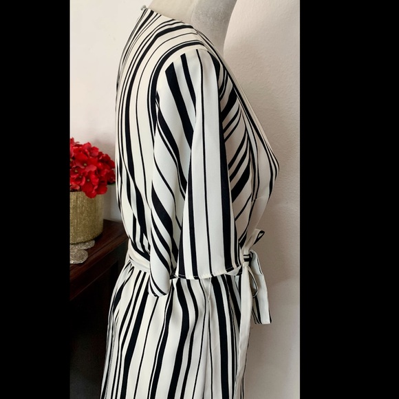 H&M Striped Shift Dress with Waist Tie Size 4 - Picture 3 of 4